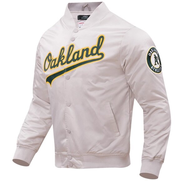 MLB Oakland Athletics Satin Varsity Jacket Quilt Insulated Spelled Out L RD10597 - Picture 2 of 12